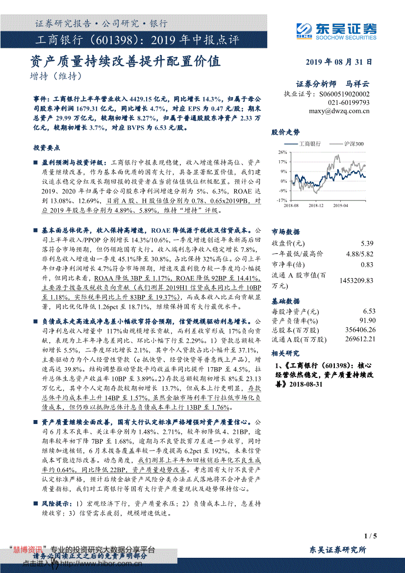 工商银行601398股票行情开盘价(工商银行601398)  第2张